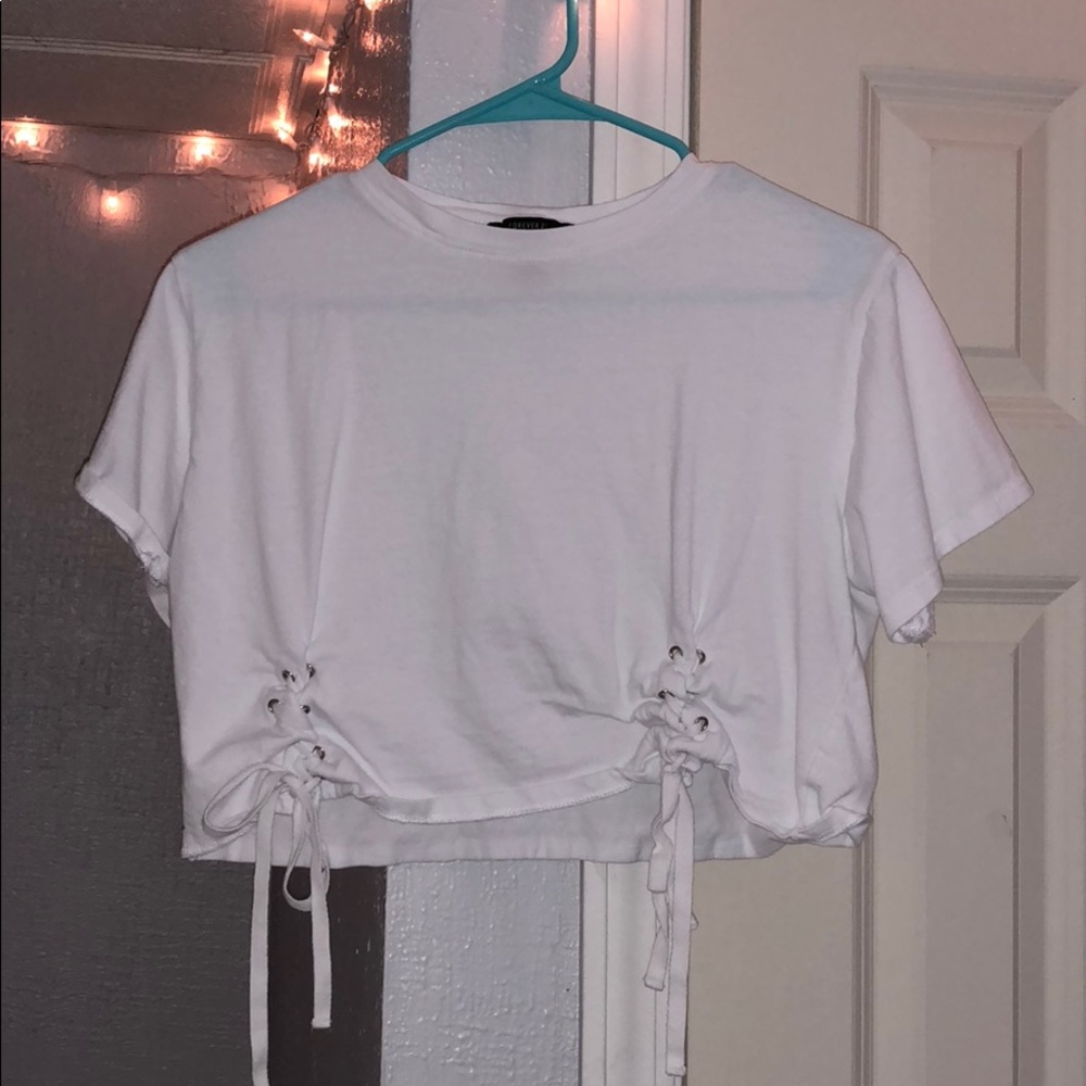 forever 21 lace up side crop top